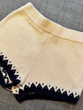 NWOT Callahan Jeanna Fair Isle Knit Shorts Cream Navy XS